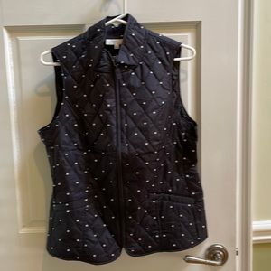 Talbots Outlet Black and White Polka Dot Quilted Vest Size MP